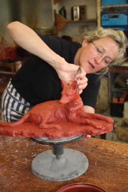 Commissioned sculpture of a dog named Gary, photographed in the studio