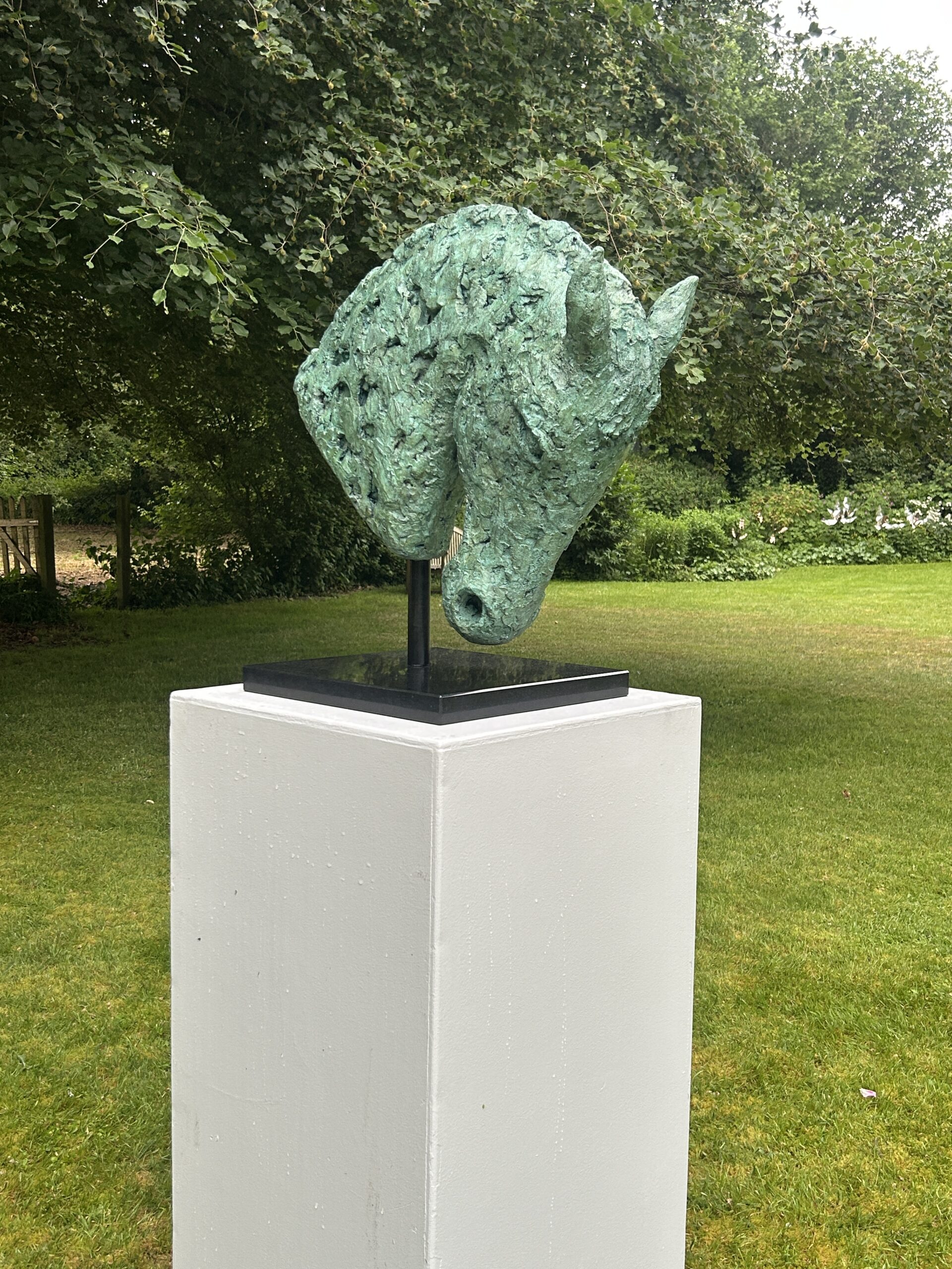 Hero — cold cast bronze horse head, three-quarter view